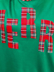 Plaid Letter Graphic Round Neck Sweatshirt