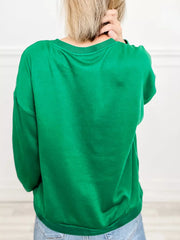 Plaid Letter Graphic Round Neck Sweatshirt