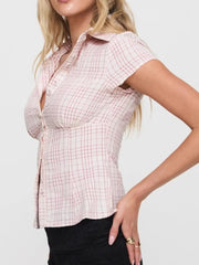 Plaid Short Sleeve Button-Up Shirt