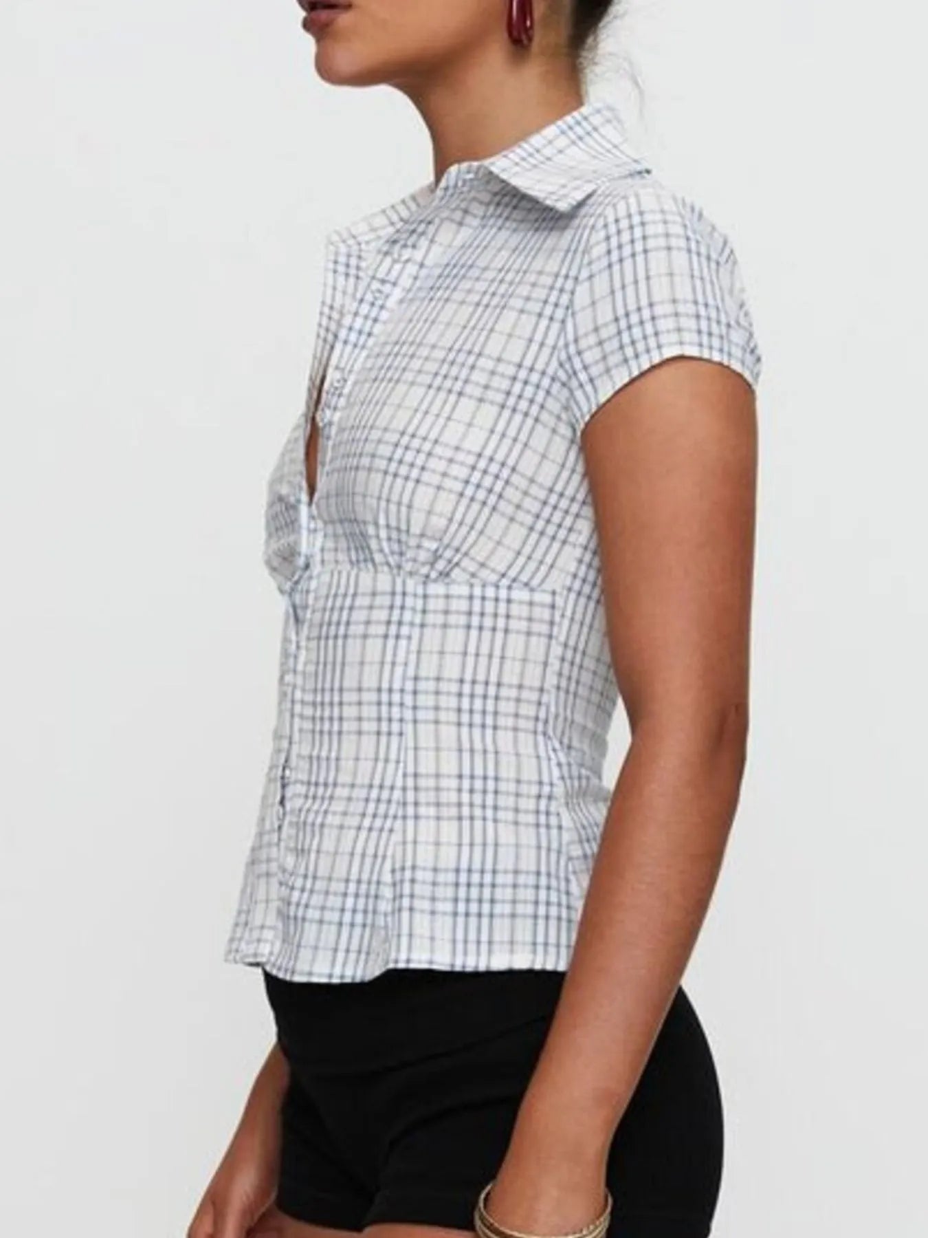 Plaid Short Sleeve Button-Up Shirt