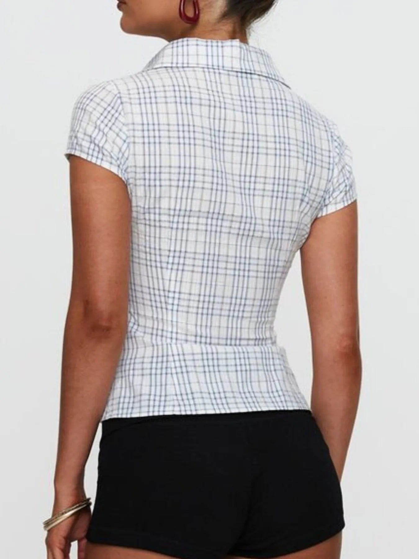 Plaid Short Sleeve Button-Up Shirt