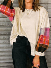 Plaid Sleeve Contrast Casual Sweatshirt