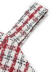 Plaid Tweed Square Neck Mini Dress