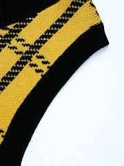 Plaid V-Neck Cropped Sweater Vest