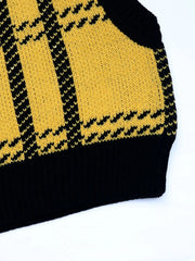 Plaid V-Neck Cropped Sweater Vest