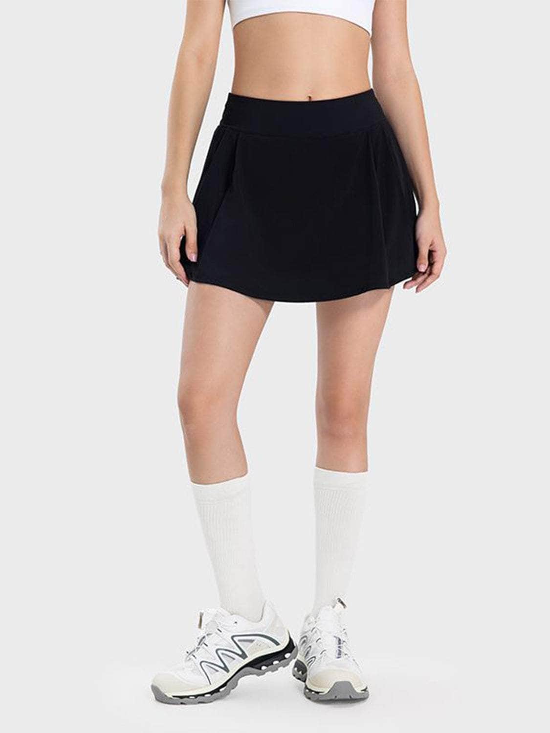 Pleated Detail Mid-Rise Waist Active Skirt Black / 4