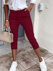 Pleated Detail Pants with Pockets Burgundy / S