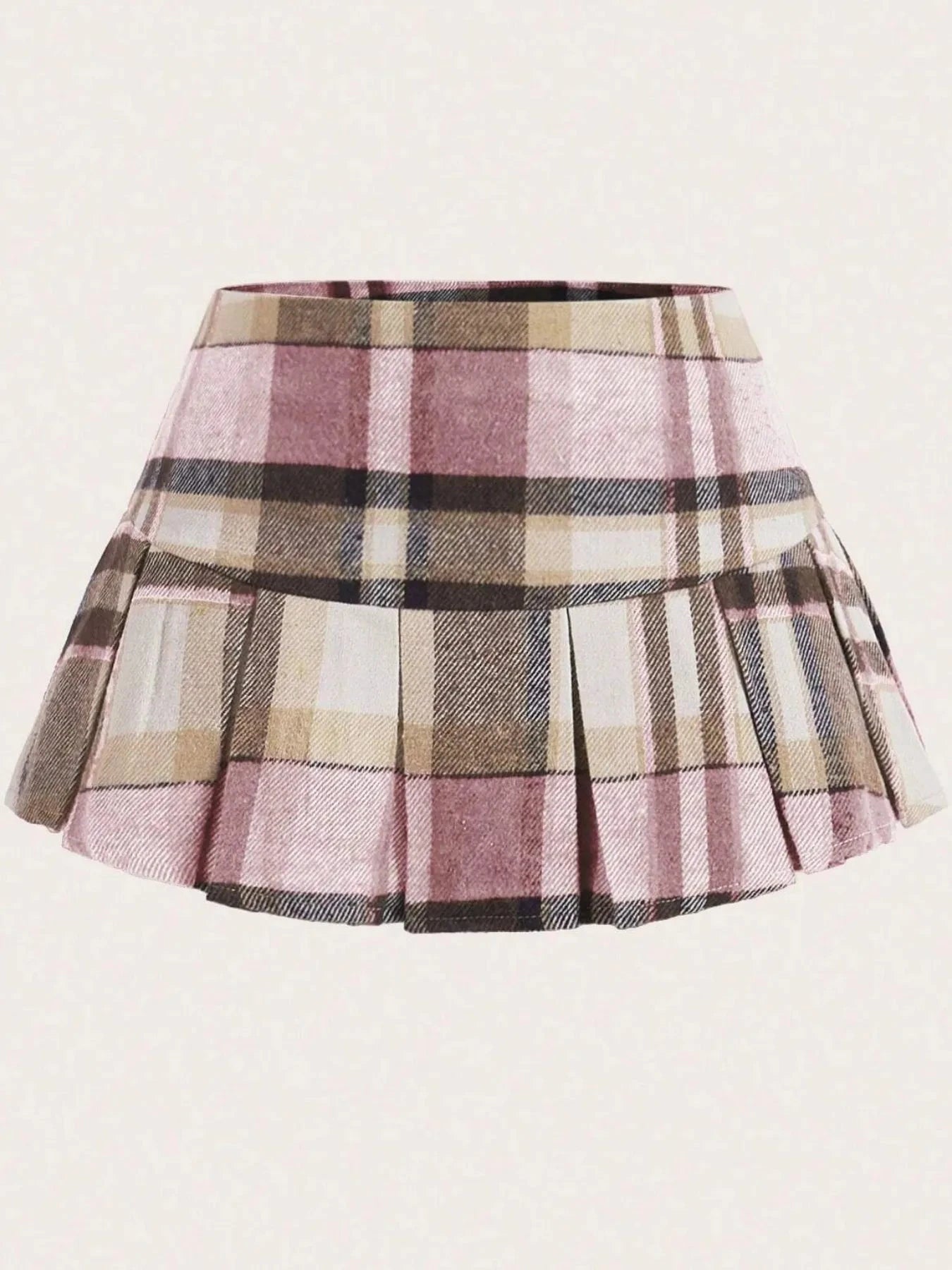 Pleated Plaid Mini Skirt Grid / XS