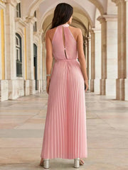 Pleated Sleeveless Wide Leg Jumpsuit