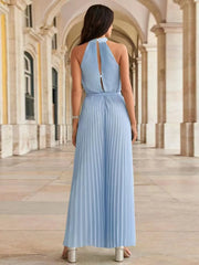 Pleated Sleeveless Wide Leg Jumpsuit