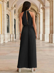 Pleated Sleeveless Wide Leg Jumpsuit