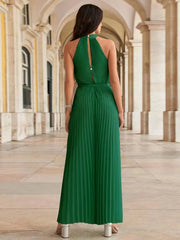 Pleated Sleeveless Wide Leg Jumpsuit