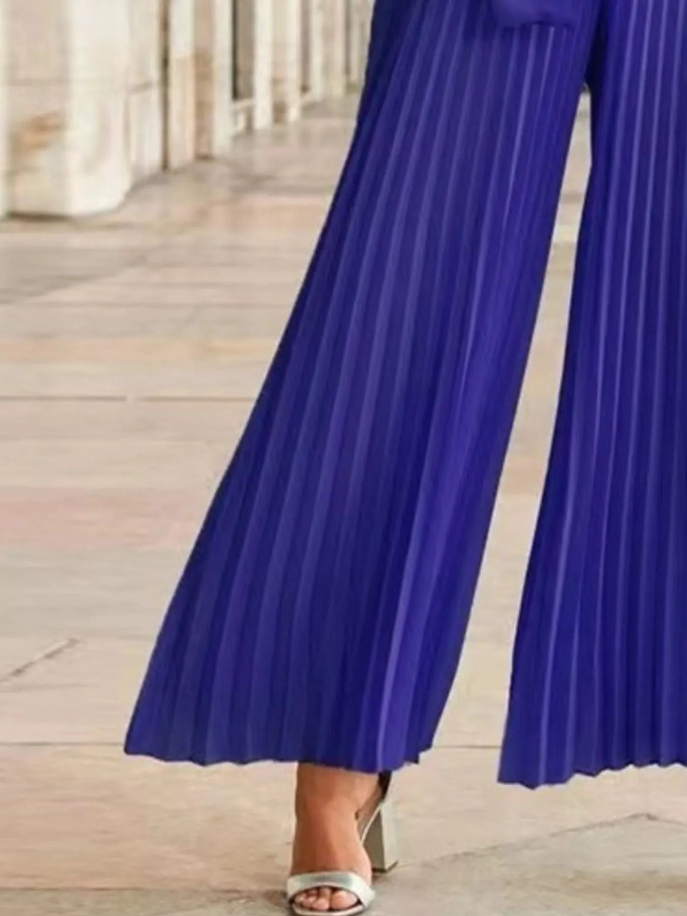 Pleated Sleeveless Wide Leg Jumpsuit