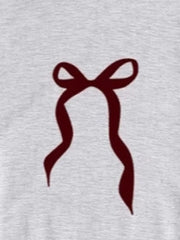 Plus Size Bow Round Neck Short Sleeve T-Shirt