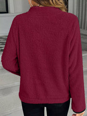Plus Size Cozy Fleece Quarter Zip Sweatshirt with Pockets
