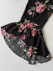Plus Size Floral Flare Sleeve Dress