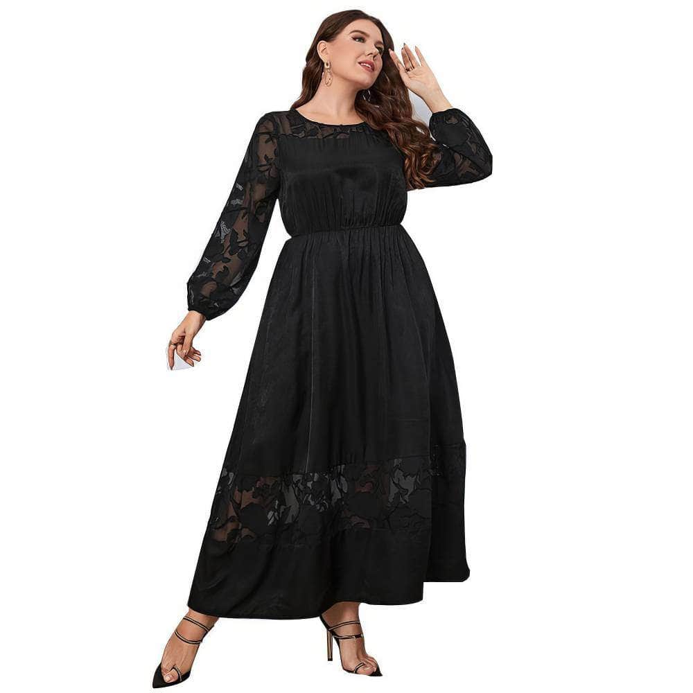 Plus Size Floral Lace Bell Sleeves Maxi Dress