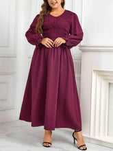 Plus Size Flounce Sleeves Smocked Maxi Dress US 16-18 / Maroon