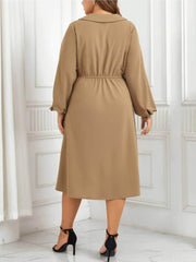 Plus Size Lantern Sleeves Wrapped Hem Dress