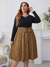 Plus Size Long Sleeves Front Cut Out Leopard Print Dress US 16-18 / Black