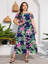 Plus Size Off-Shoulder Floral Print Maxi Dress US 4-6 / Blue