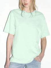 Plus Size Oversized Round Neck Short Sleeve T-Shirt Light Green / M