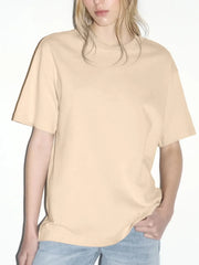 Plus Size Oversized Round Neck Short Sleeve T-Shirt Tan / M