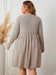 Plus Size Rib Knit Loose Sweater Dress