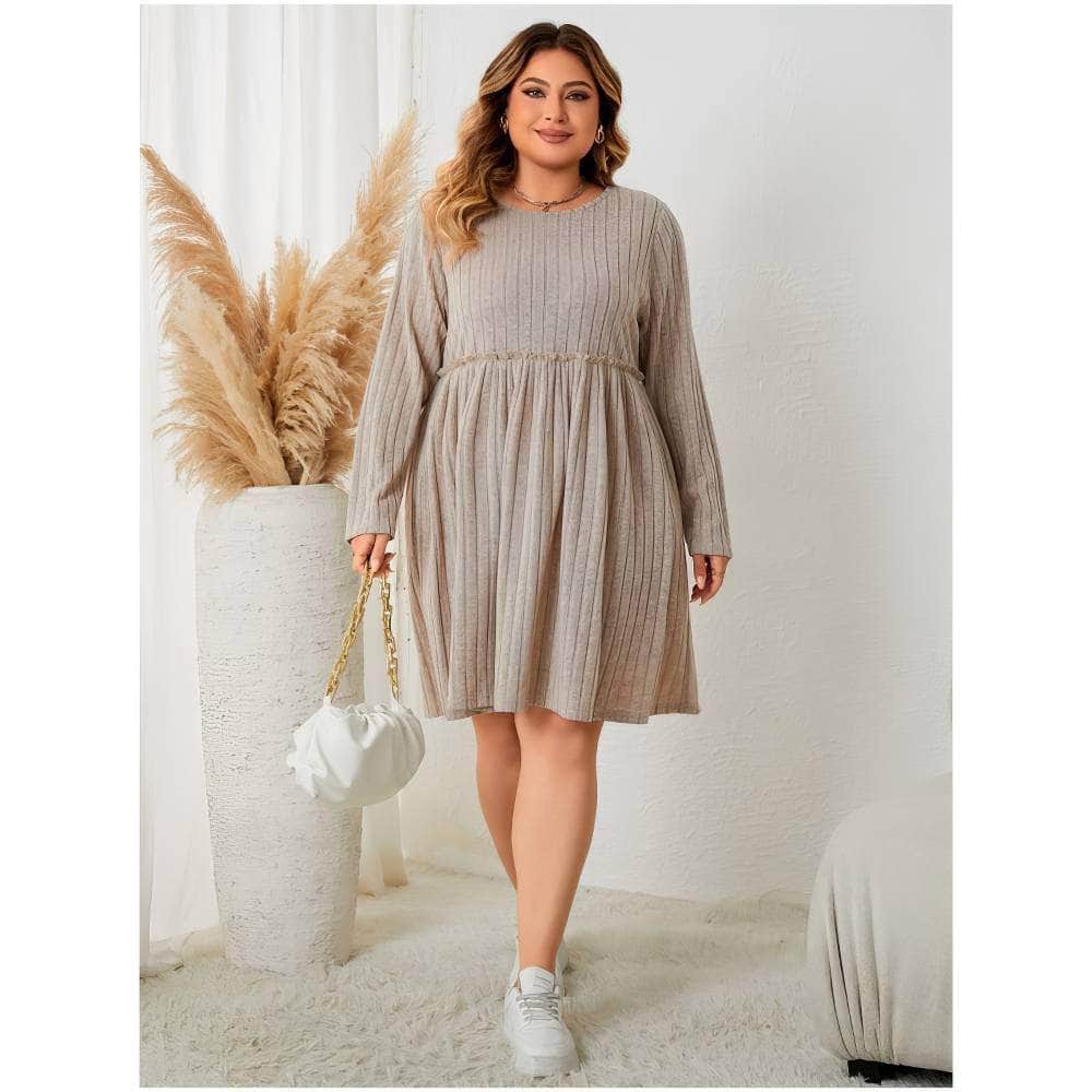 Plus Size Rib Knit Loose Sweater Dress