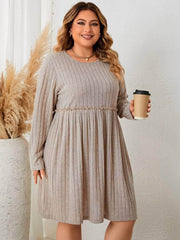 Plus Size Rib Knit Loose Sweater Dress US 16-18 / Wheat