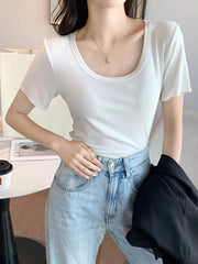 Plus Size Round Neck Short Sleeve T-Shirt