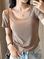 Plus Size Round Neck Short Sleeve T-Shirt