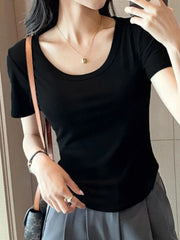 Plus Size Round Neck Short Sleeve T-Shirt