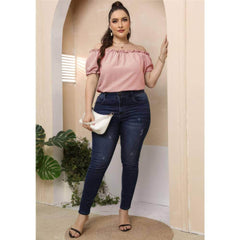 Plus Size Ruffle Trim Off-Shoulder Blouse