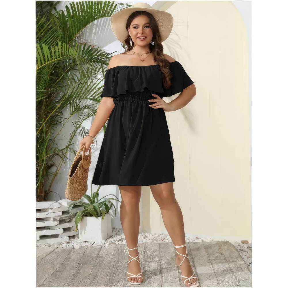 Plus Size Ruffled Sleeves Mini Chiffon Dress