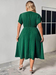 Plus Size Ruffled Sleeves Surplice Neck Floral Lace Dress