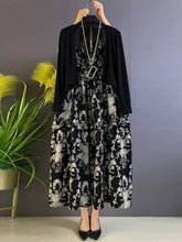 Plus Size Two Piece Spaghetti Strap Floral Print Maxi Dress US 16-18 / Black