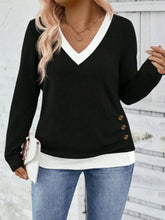 Plus Size V-Neck Contrast Trim T-Shirt Black / 0XL