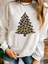Plush Leopard Tree Patched Drop Shoulder Sweatshirt White / S