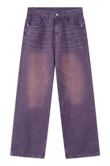 Pocketed Baggy Jeans Mauve / S