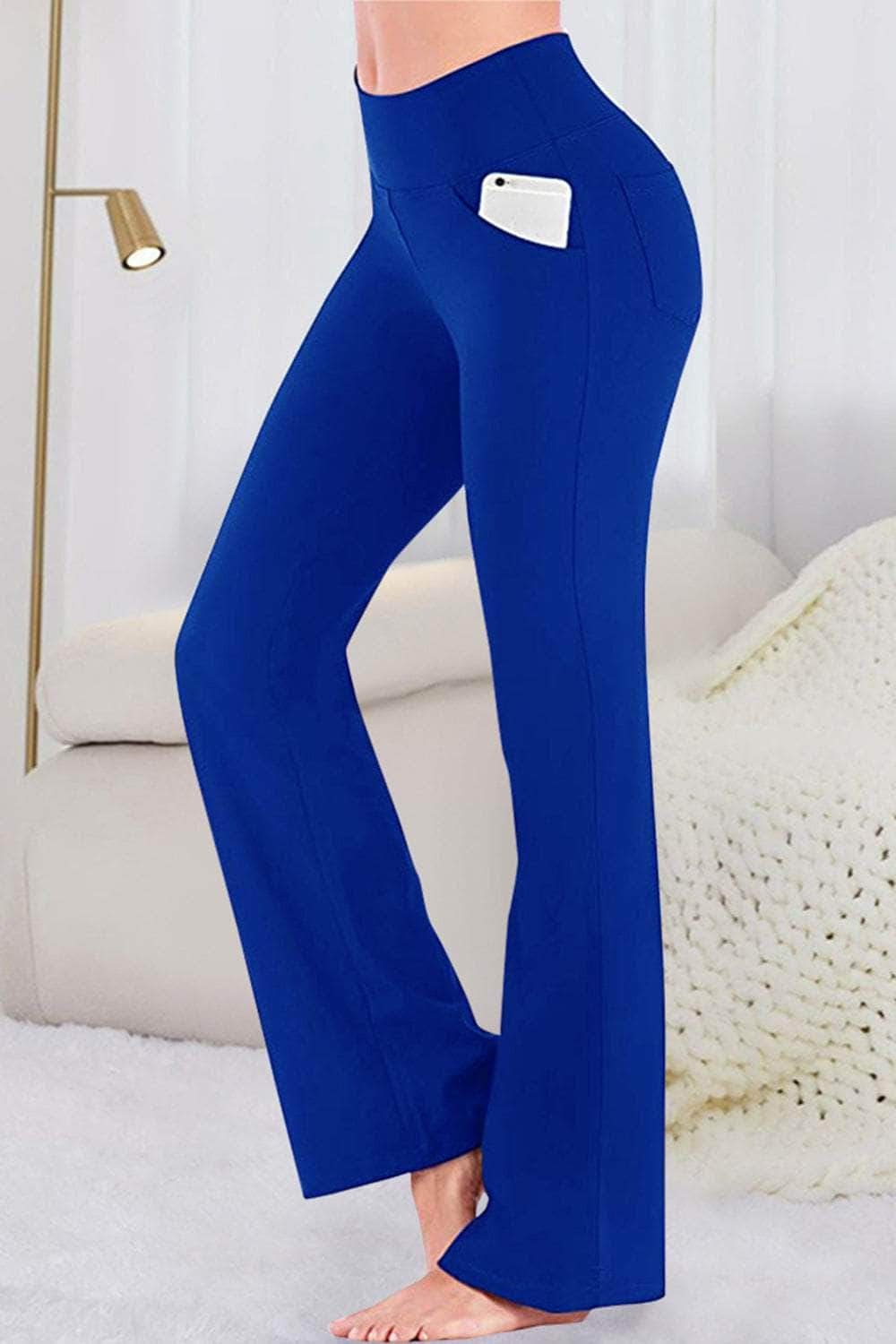 Pocketed High Waist Active Pants Royal Blue / S