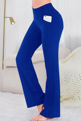 Pocketed High Waist Active Pants Royal Blue / S
