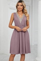 Pocketed V-Neck Wide Strap Dress Lavender / S