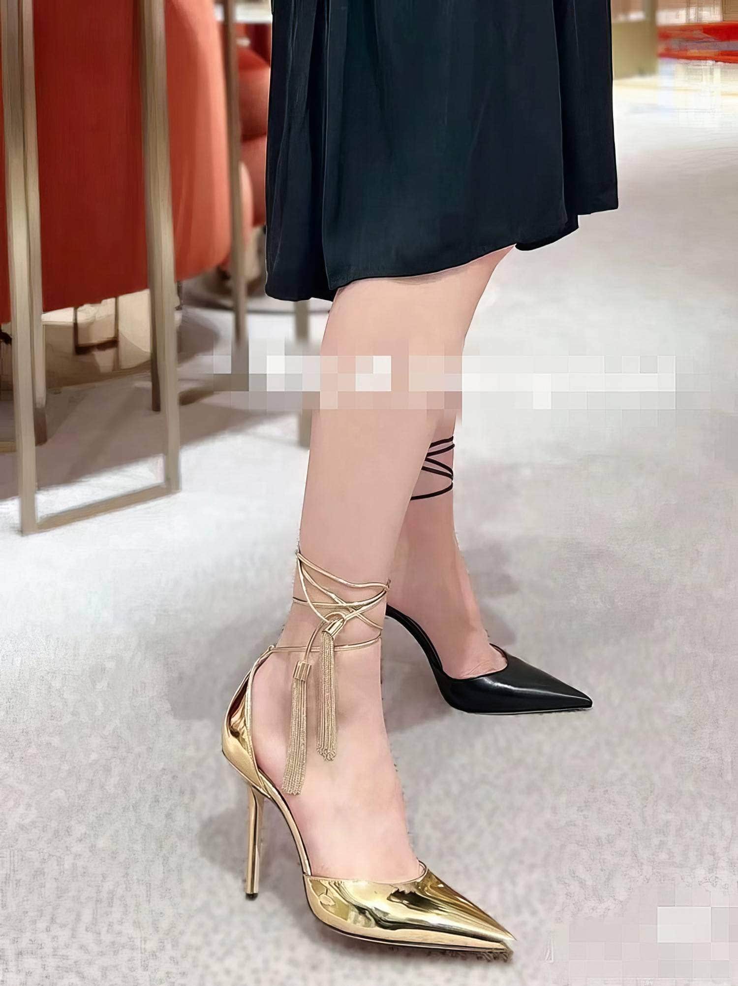 Pointed Toe Lace-Up High Heels