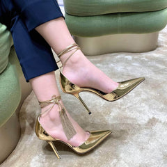 Pointed Toe Lace-Up High Heels