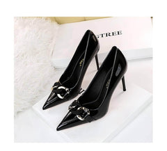 Pointed Toe Metal Embellished Stilettos