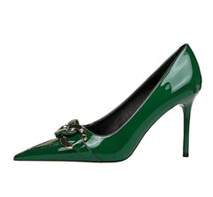 Pointed Toe Metal Embellished Stilettos