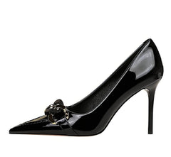 Pointed Toe Metal Embellished Stilettos