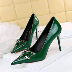 Pointed Toe Metal Embellished Stilettos