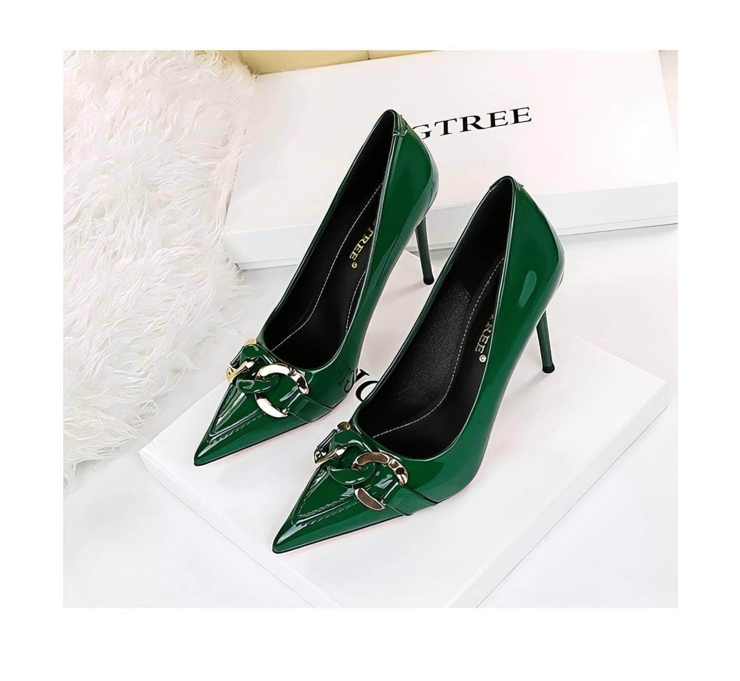 Pointed Toe Metal Embellished Stilettos